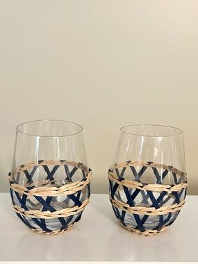 Mark & Graham hand woven stemless wine glasses